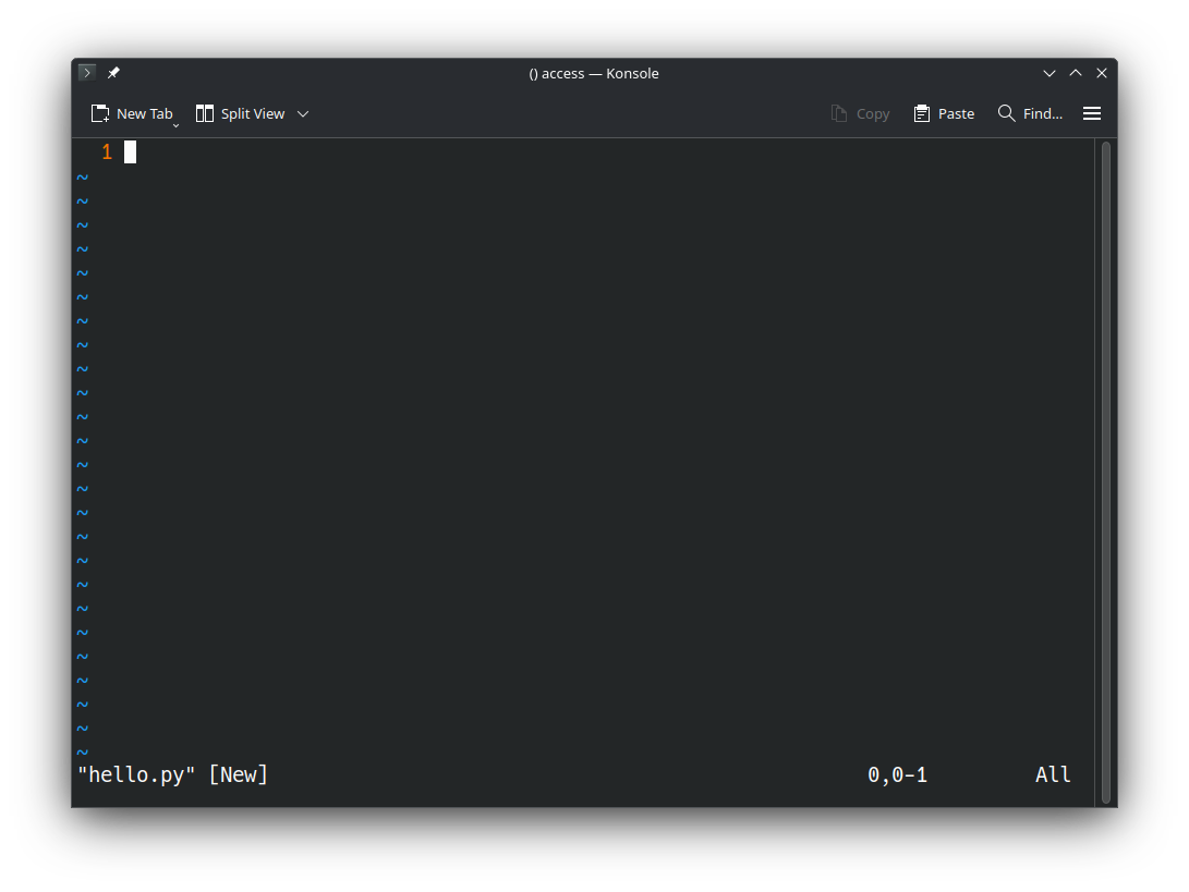 A screenshot of Vim when first opened